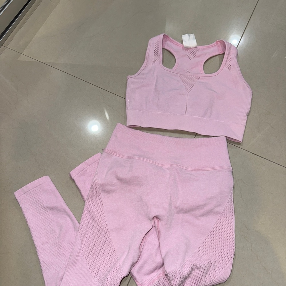 BuffBunny Pink Leggings and Crop Top Set